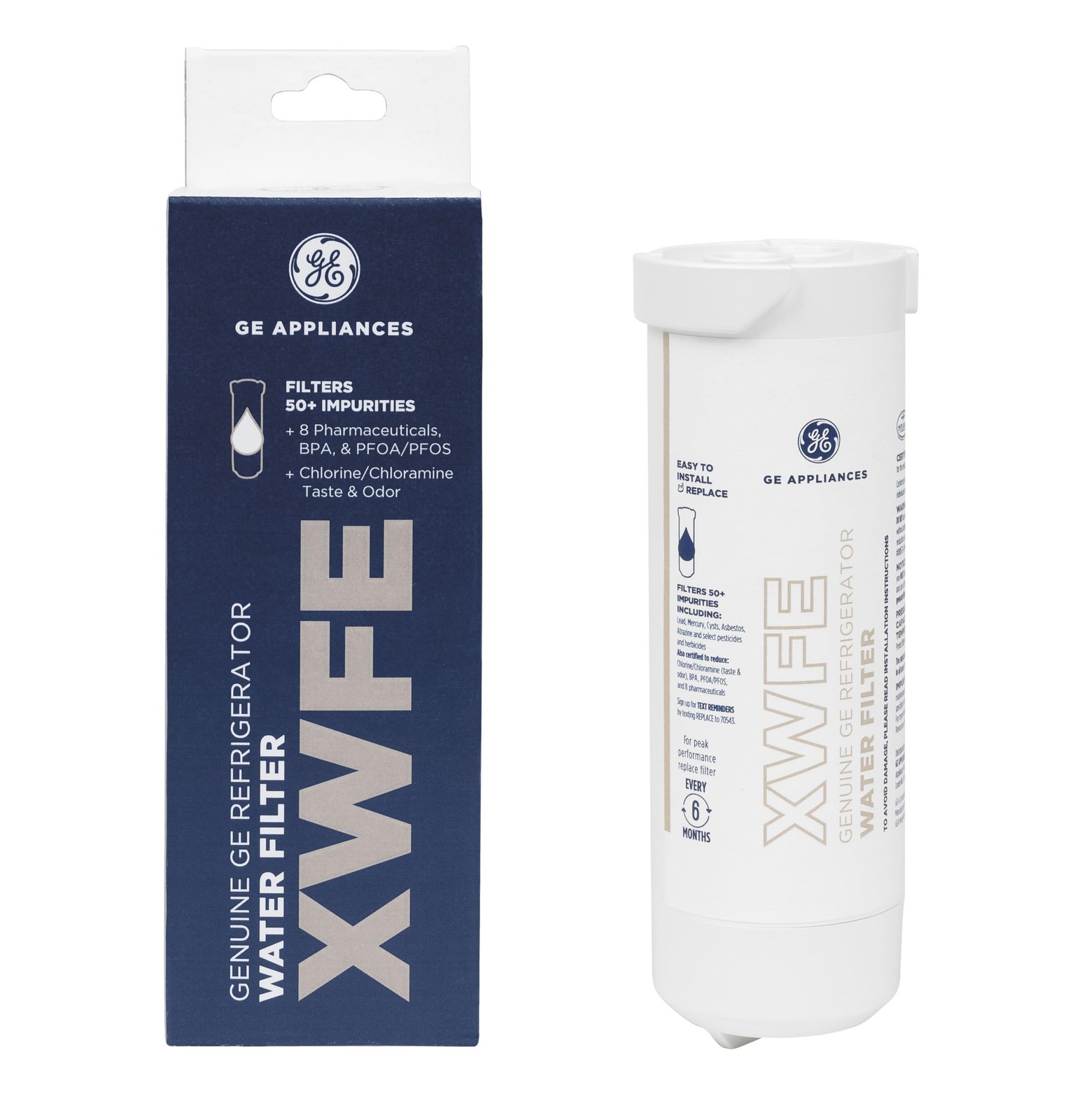 GE XWFE Refrigerator Water Filter, Genuine Replacement Filter, Certified to Redu