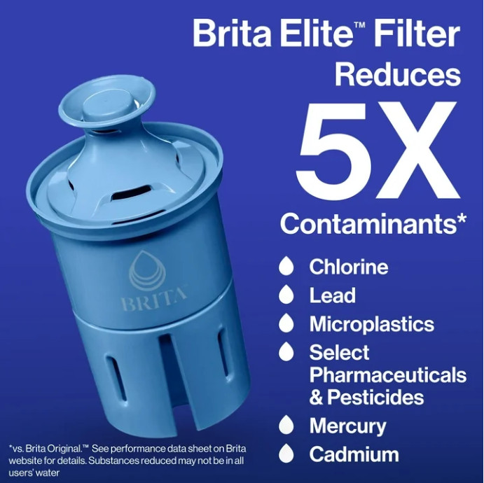 Brita Extra Large Ultramax 27-cup black water dispenser with 1 Elite filter