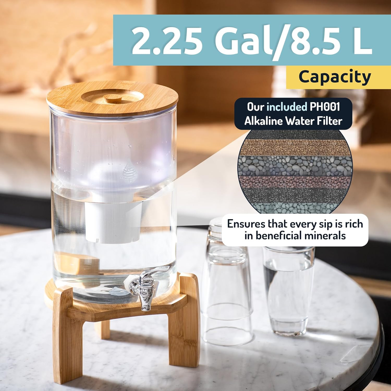 Ph Recharge Glass Alkaline Water Filter Dispenser – Countertop Water Filter Syst