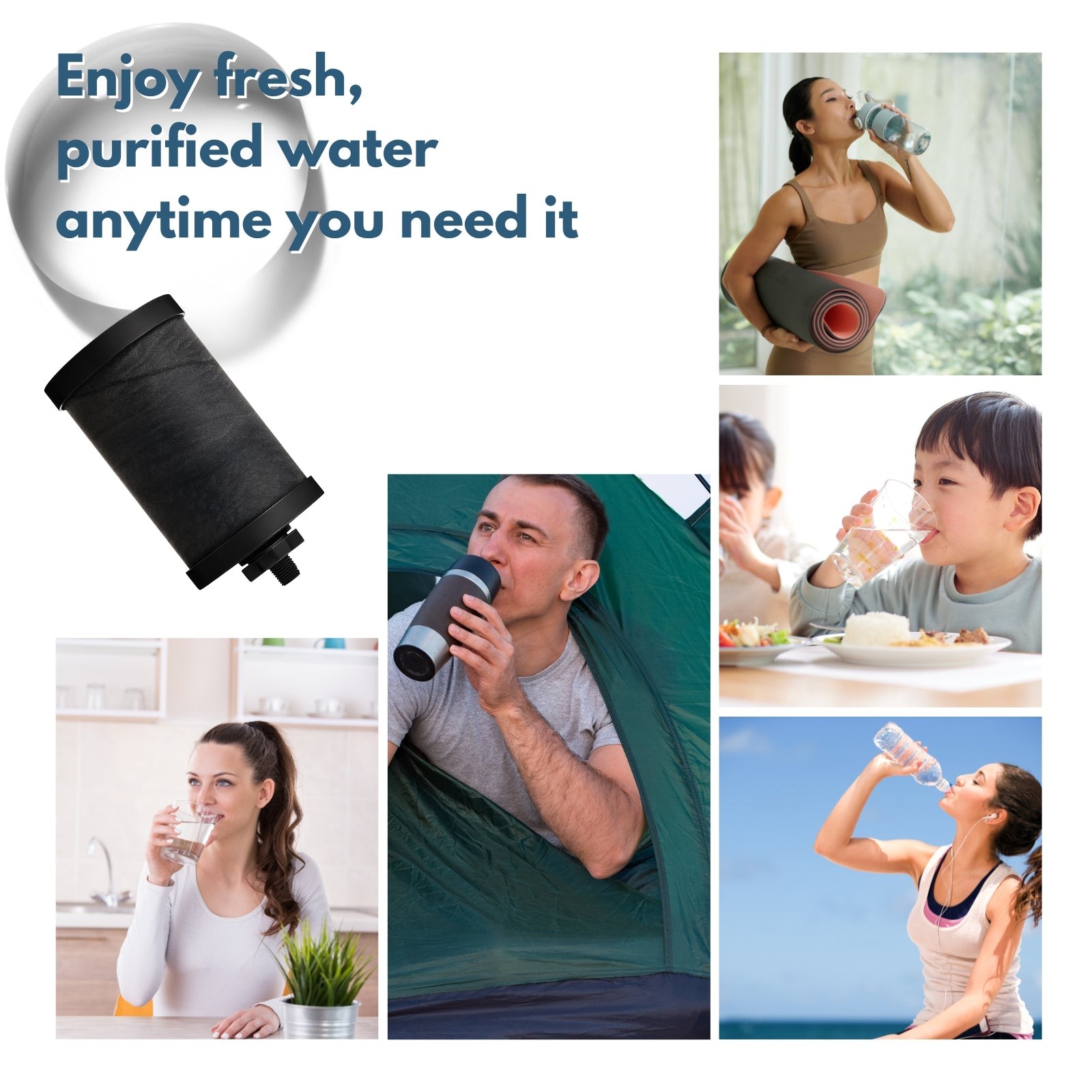 3-Pack Alexapure Pro 2387 Genuine Replacement Water Filter Black