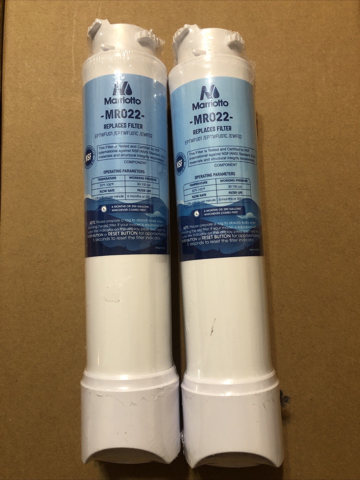 Marriotto MR022 Replacement Water Filter – Pack Of 2 – New Sealed
