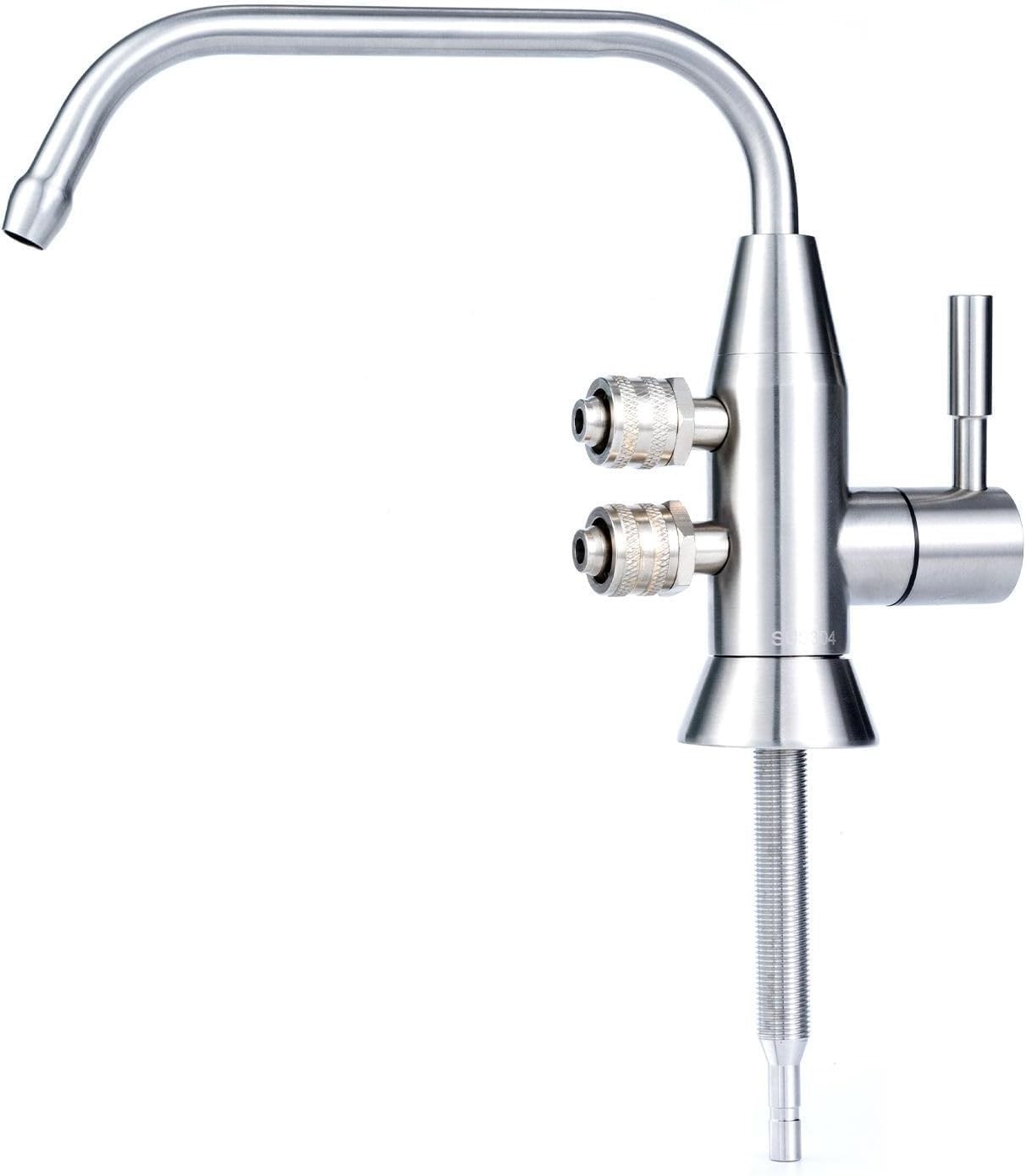 Stainless Steel Alkaline Water Faucet 1/2″ Dual Spout Ionizer for Filtration Sys
