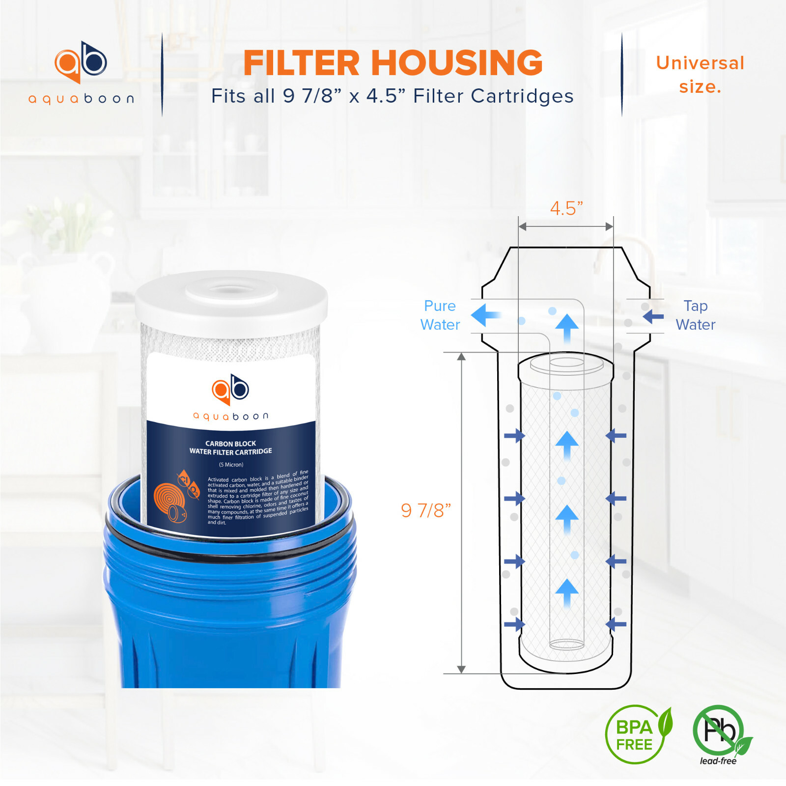 2PK of Big Blue 5µm Coconut Shell Carbon Block Water Filter Cartridge 10″x4.5″