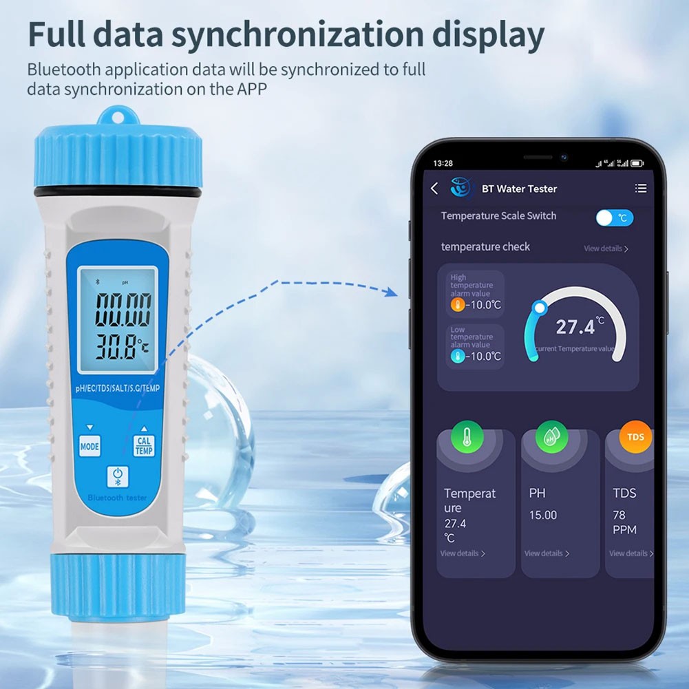 Digital ‘Water Bluetooth 6 in 1 TDS Meter EC TDS SALT Temperature Tester7903