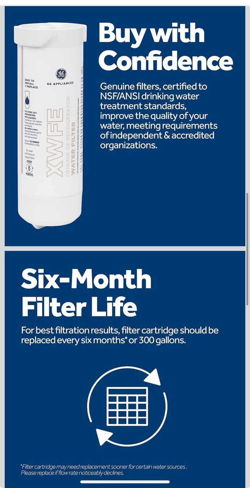 5 PACK GE XWFE Refrigerator Water Filter Replacment Without Chip US Stock