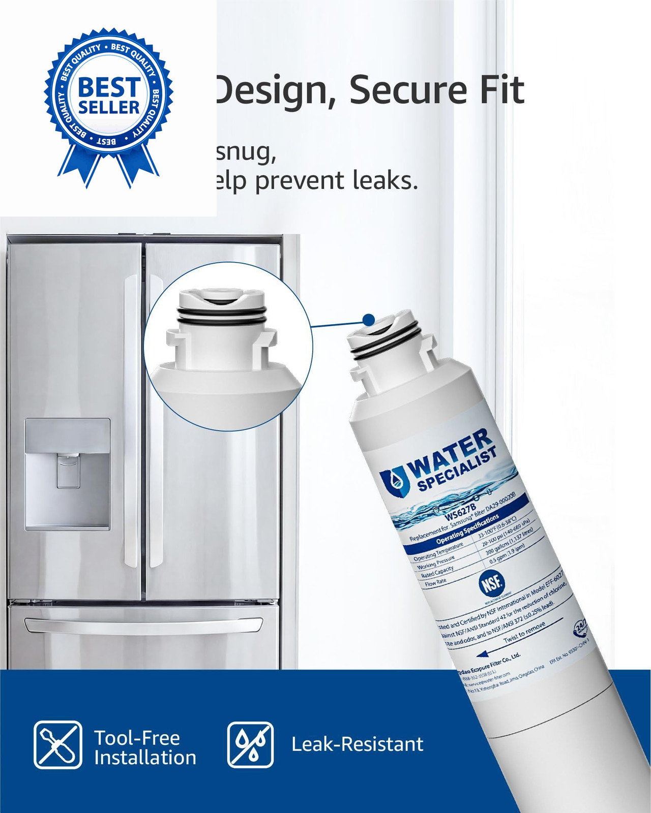 Waterspecialist WS627B Water Filter for 3 Count (Pack of 1), White