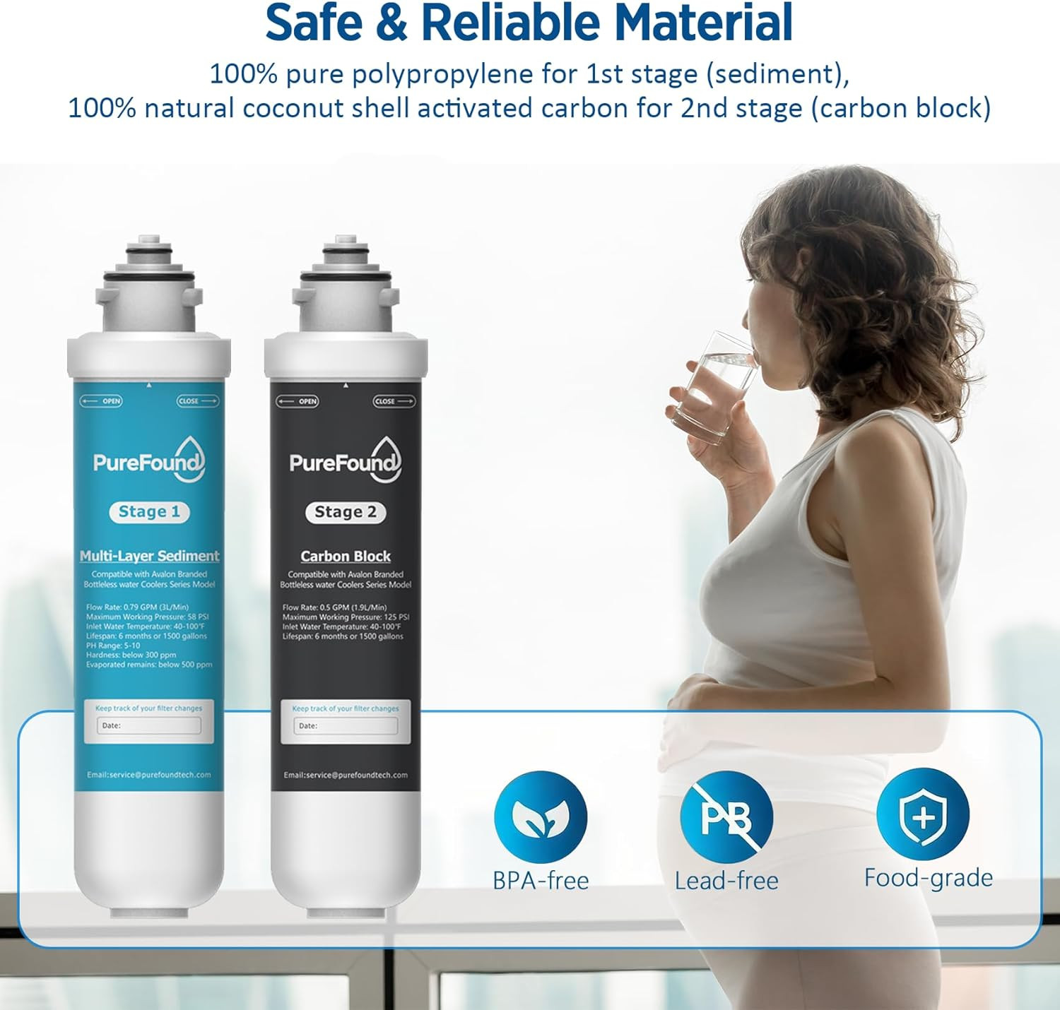 2 Stage Replacement Filters Compatible with All Avalon Bottleless Water Coolers
