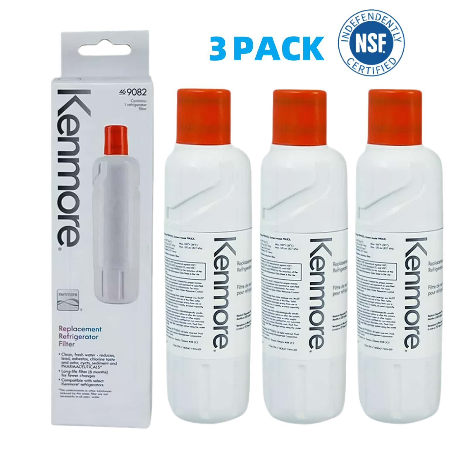 New Sealed 3 Pack Kenmore 9082 469082 Refrigerator Water Filter 46-9082 US Ship