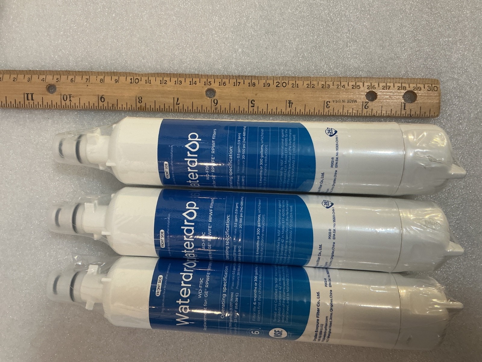 Waterdrop Replacement Water Filter (3 Pack) WD-F19C GE RPWFE RPWF Filter ~ NEW
