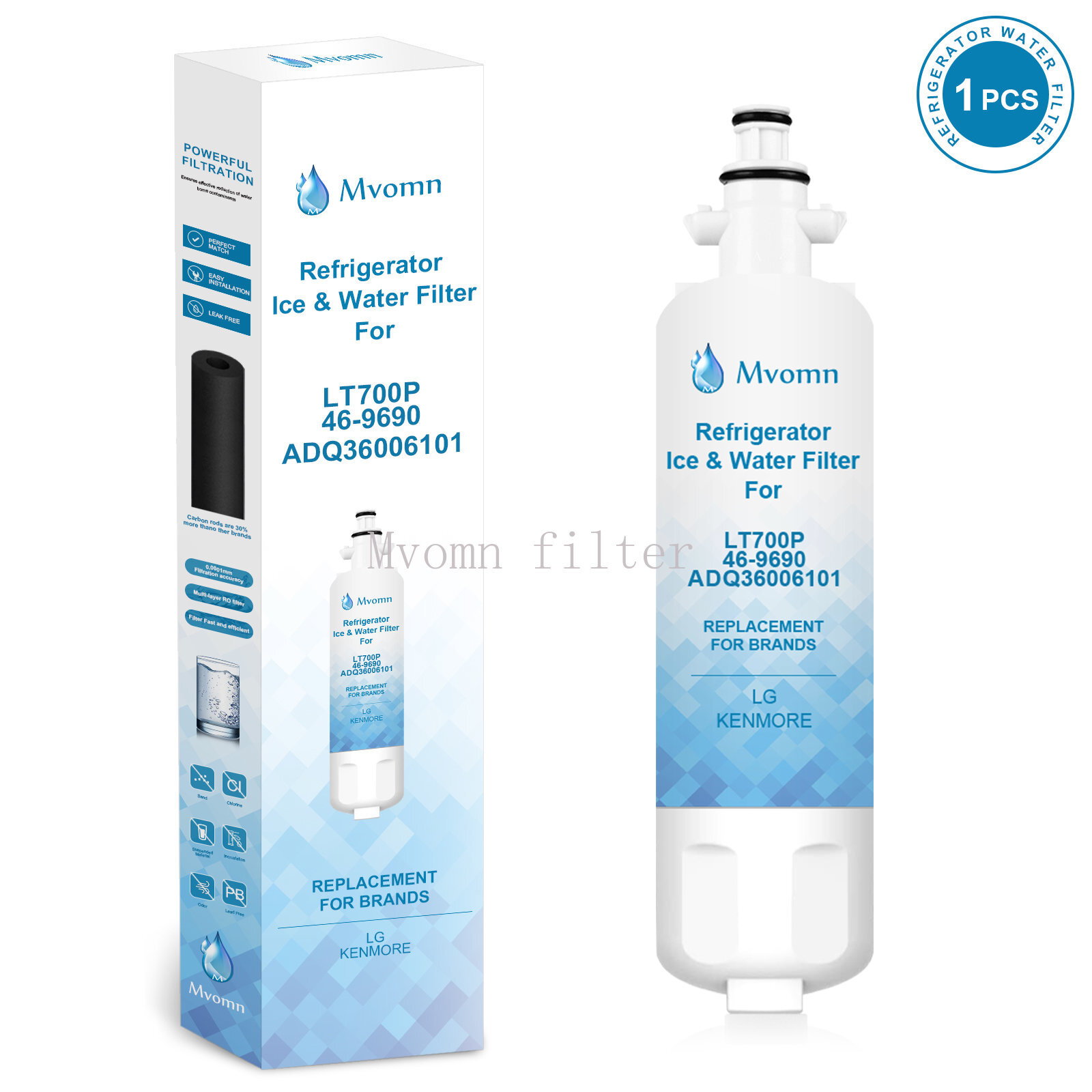 1 PACK LT700P Fit LG LT700P ADQ36006101, 46-9690 Refrigerator Water Filter USA