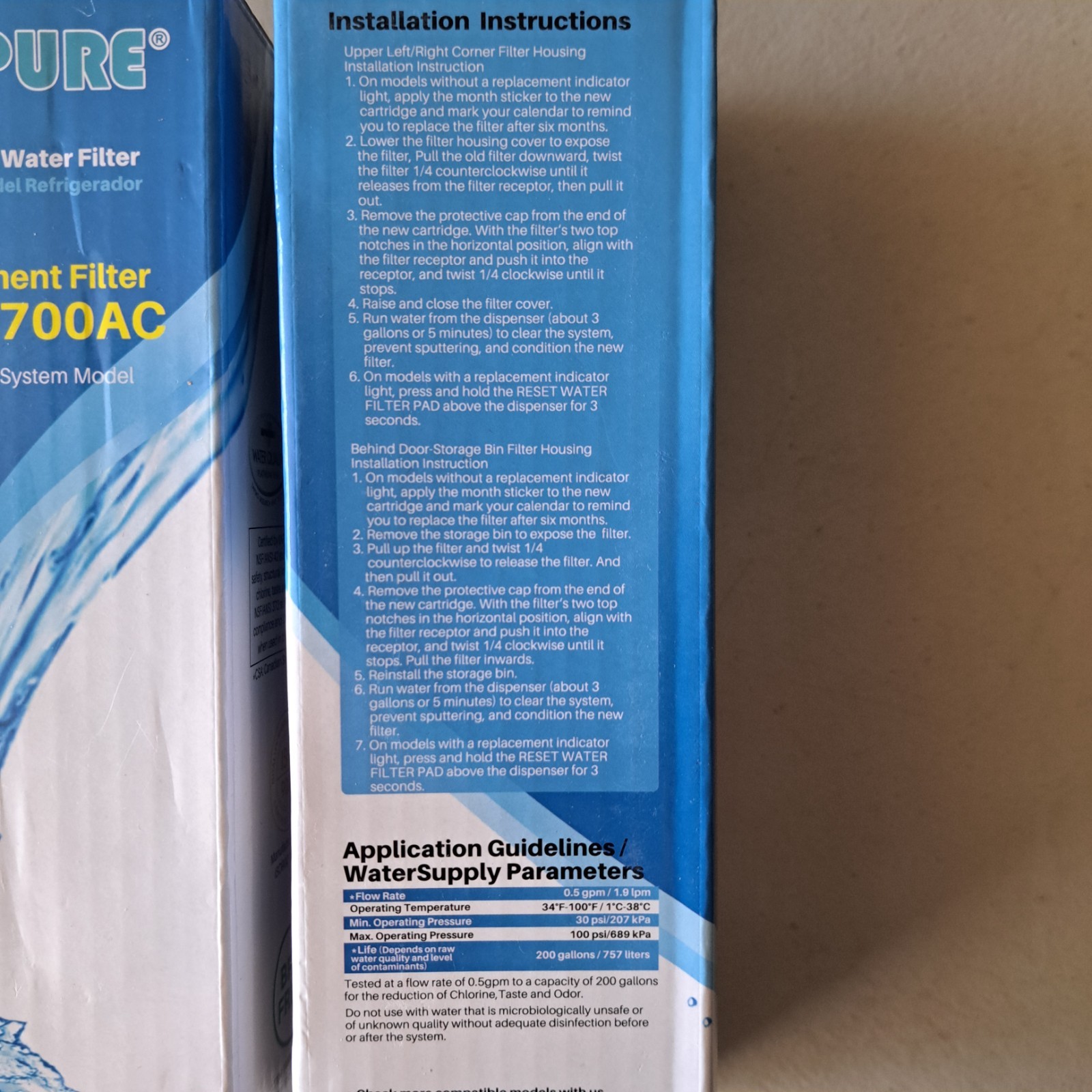 3 Pack ICEPURE RWF4700AC Water Filter LG LT1000P LT1000PC PCS NEW SEALED