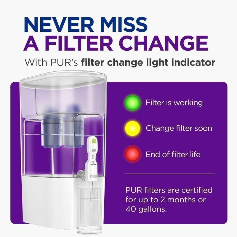 XL 44-Cup Water Filter Dispenser Fast Filtration 2in1 System Reduces Chemicals