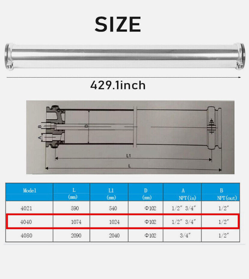 304 Stainless Steel 4040 RO Pressure Vessel Membrane Housing