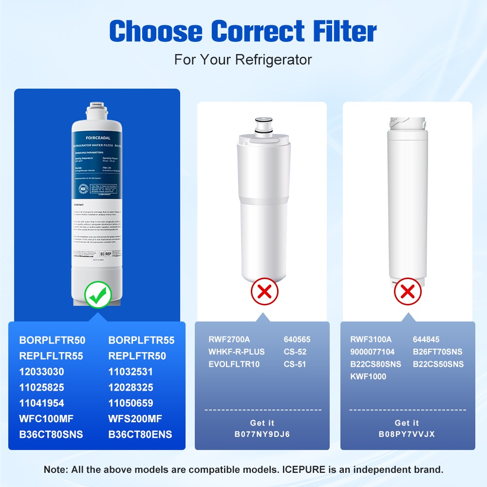 6X-2X White For Bosch Ultra Clarity Pro BORPLFTR50 WFC100MF Water Filter Replace