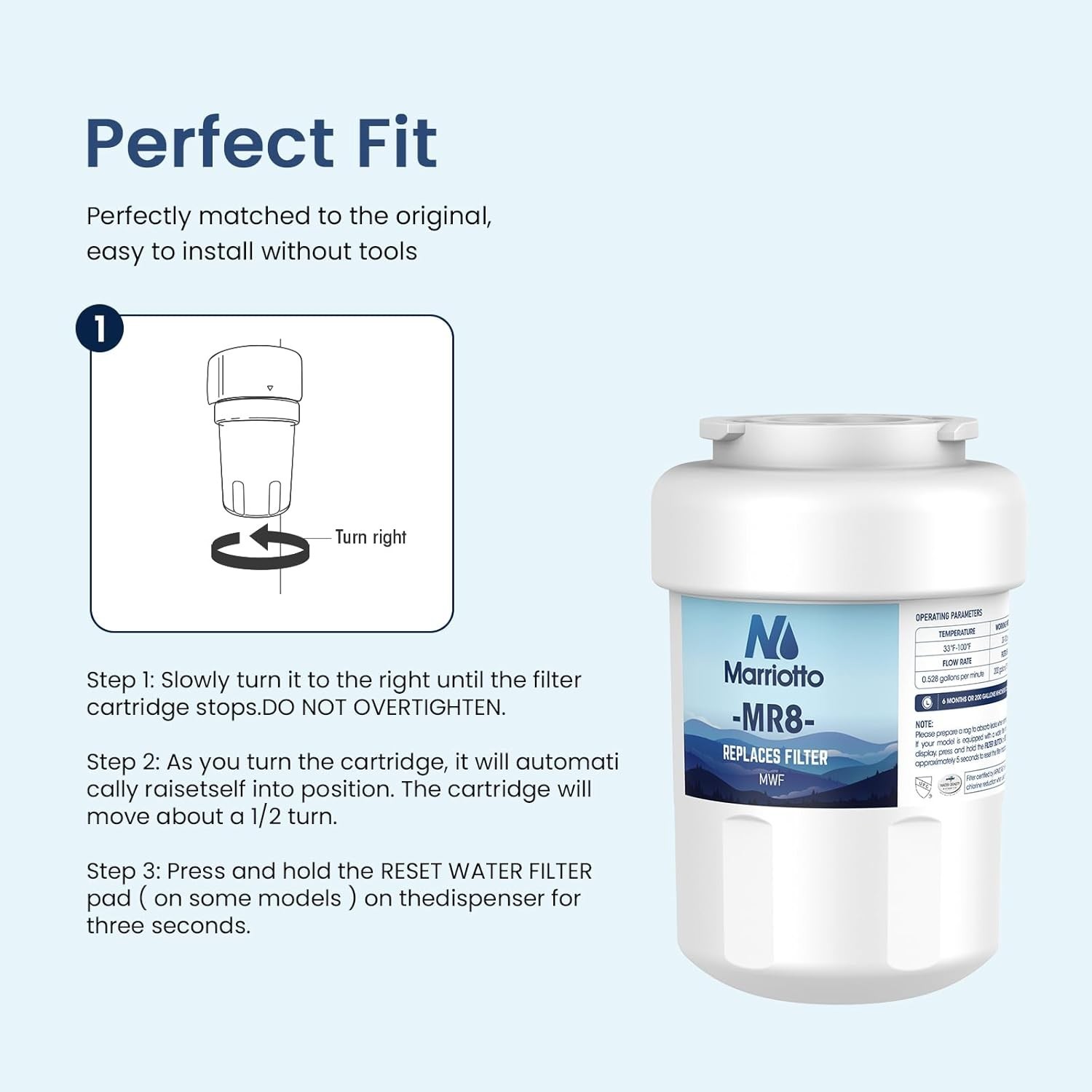 Long-Lasting NSF Certified Water Filter – Fits Various Refrigerators, 1 Count