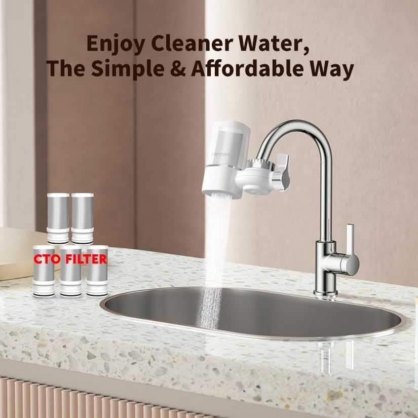 NSF Certified Water Filter for Sink Faucet – 400 Gallon Capacity, 99% Chlorin…
