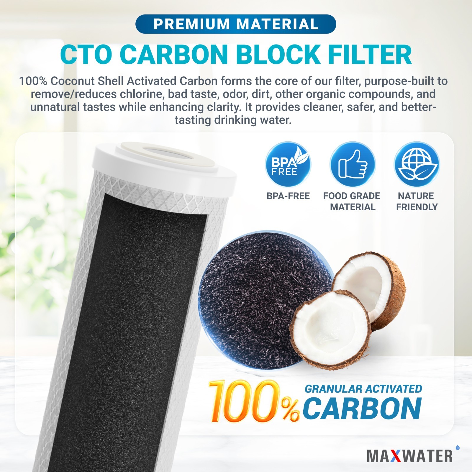 4 pcs Big Blue CTO Carbon Block Water Filters 20″ x4.5 Whole House Cartridges