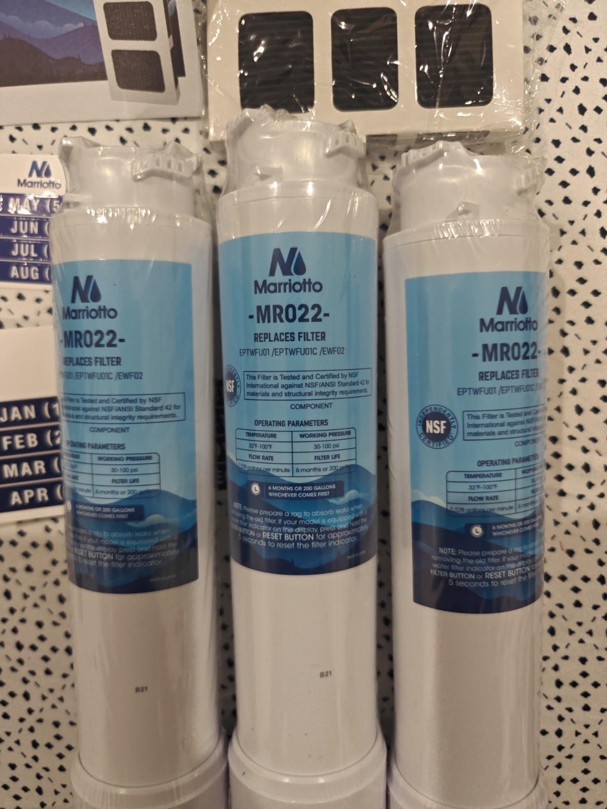 Marriotto MR022 Replacement Water Filter with Air Filter 3 Pack And Mr24 Filters