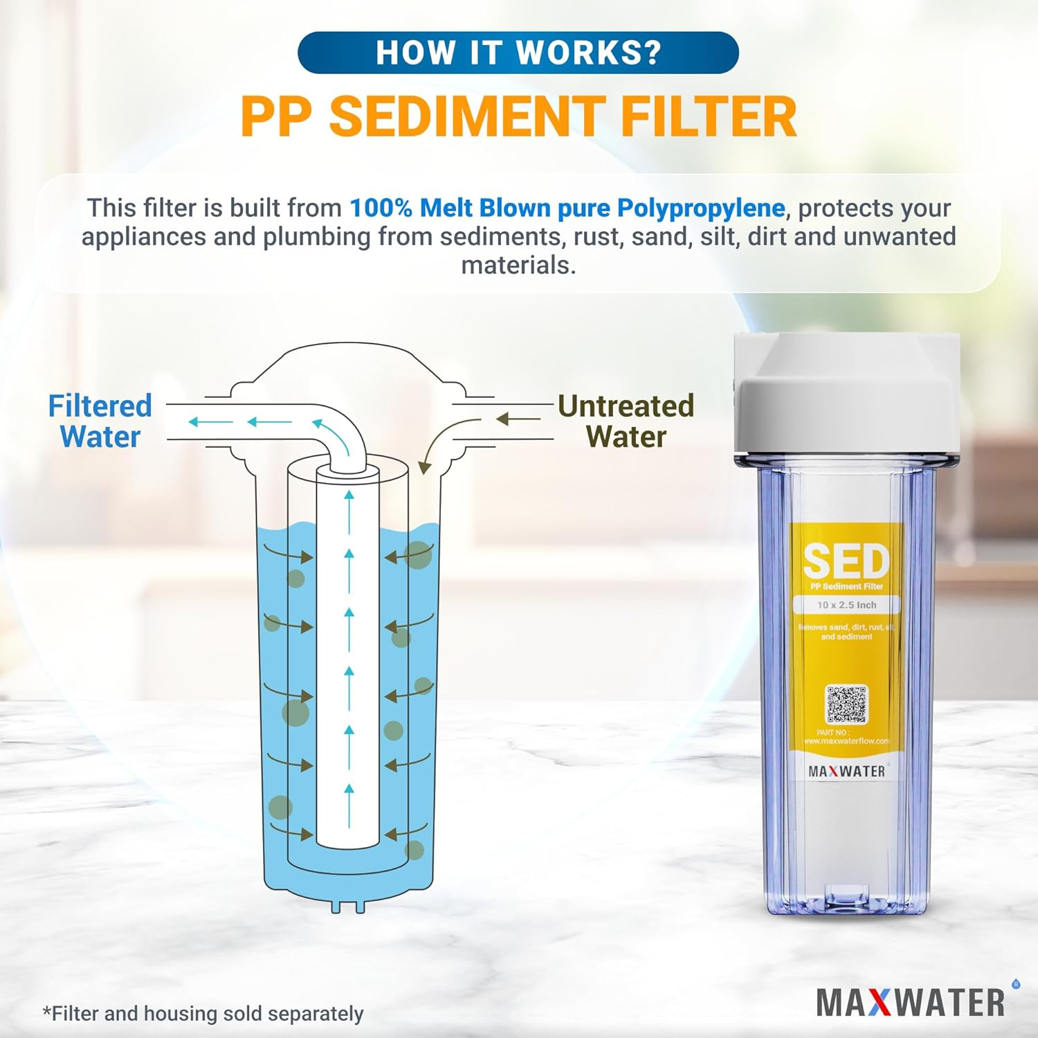 10 Inch X 2.5 Inch, 5 Micron Replacement Sediment Water Filter Cartridge for Who