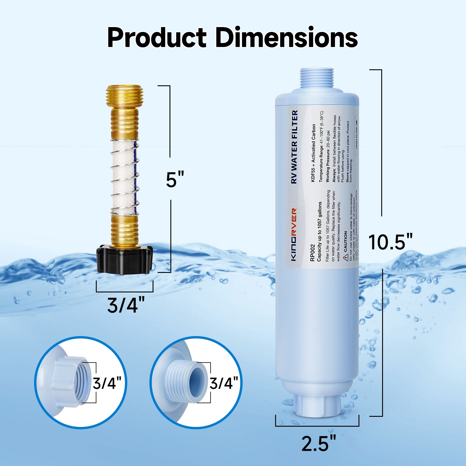 KingRVer Water Filter Hose Protector RV Inline Hose Water Filter Camper Filter