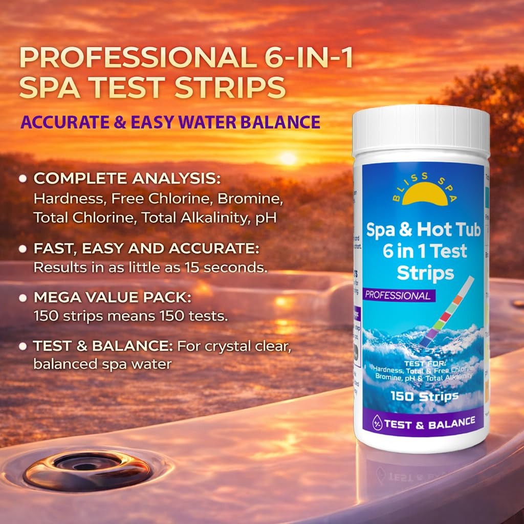 Spa Hot Tub Test Strips 6 in 1 (150 Strips), Easy & Accurate Testing…