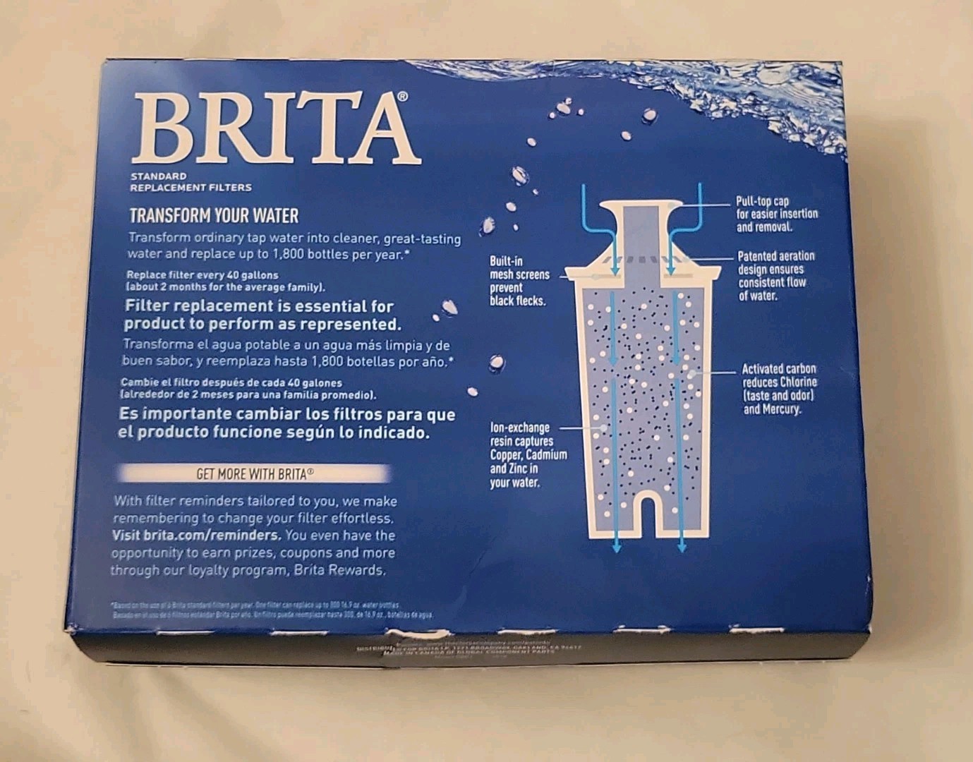 Brita Standard Water Filter 0B03 Replacement 3 Pack Pitchers Dispensers