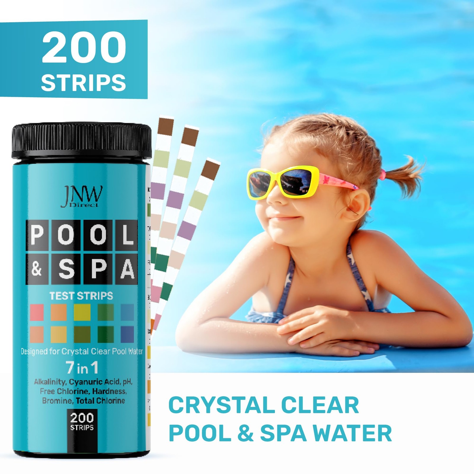 Pool Test Strips 7-in-1, 200 Quick and Accurate Hot Tub 200 strips