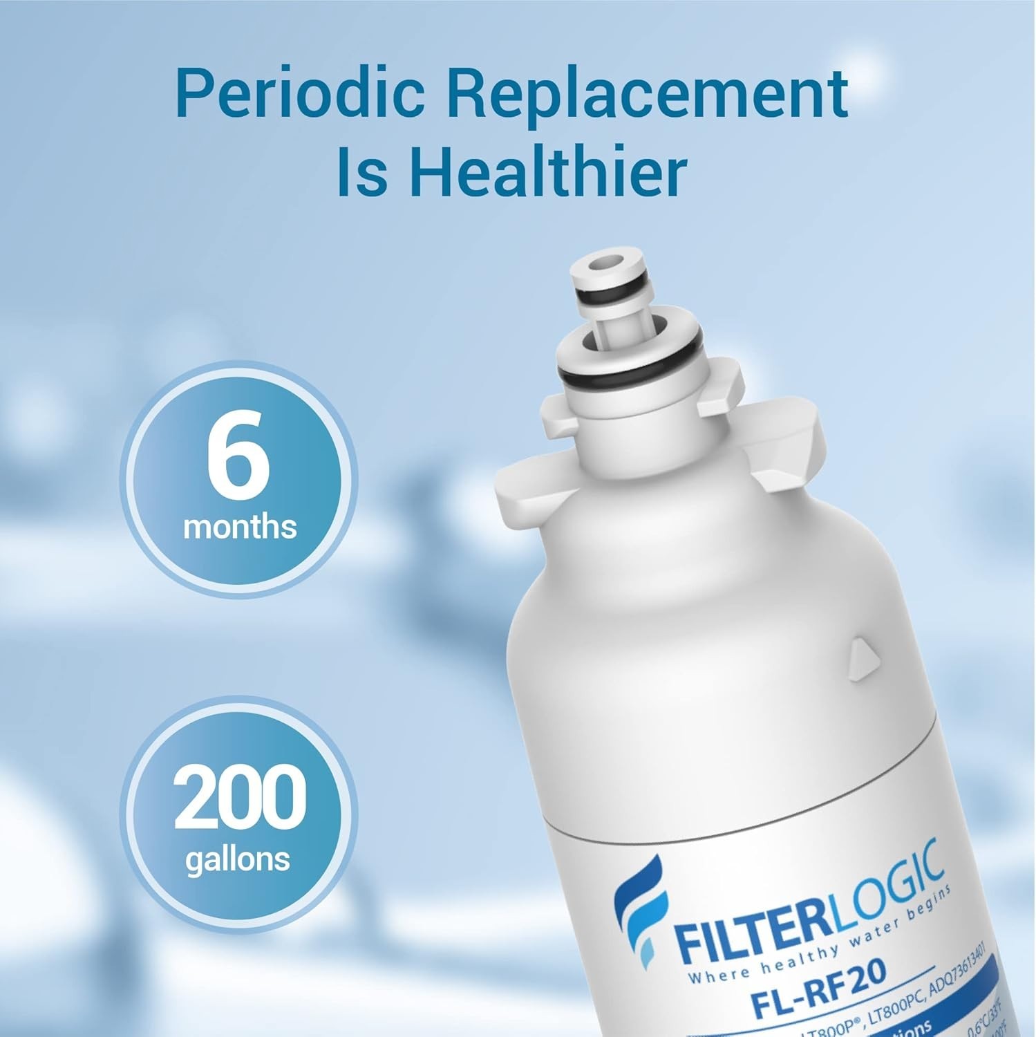 FilterLogic Refrigerator Water Filter, Replacement for LG® LT800P®