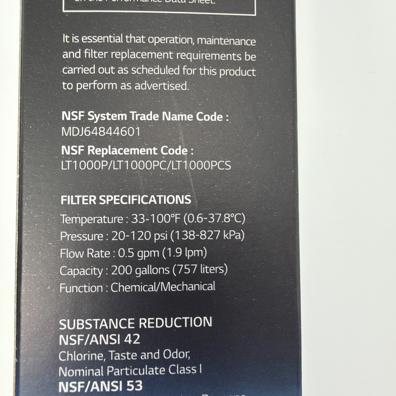 LG LT1000P Water Filter Replacement Cartridge LT1000PC/PCS ADQ747935 SFN