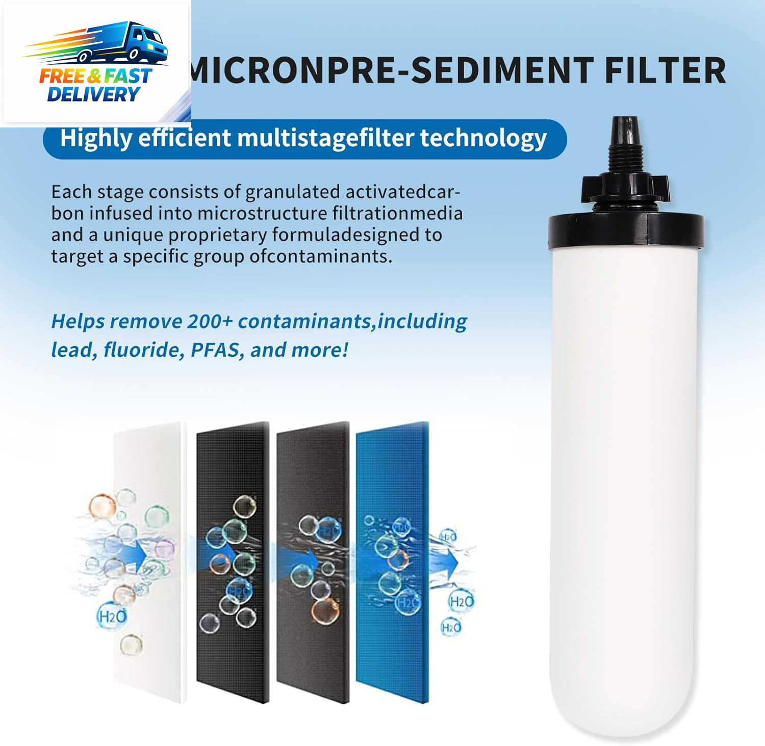 2 Pack 7» Ceramic Water Filter Candle,7 Inch Water Filter Replacement Filters w