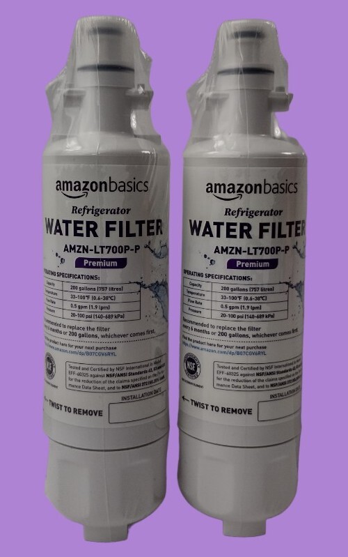 Amazon Basics PREMIUM Refrigerator Water Filter LT700P-P SEALED 2 Pack