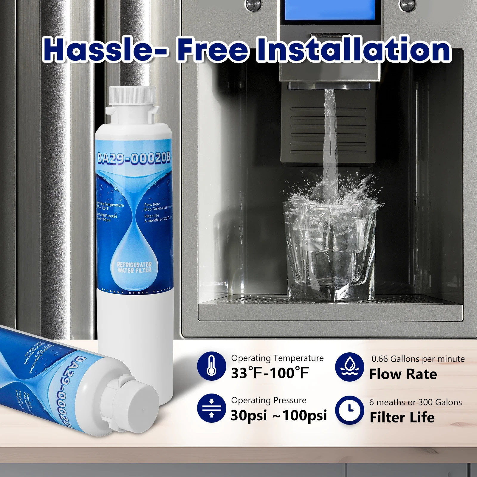 8 Pack DA29-00020B HAF-CIN/EXP Refrigerator Water Filter Fit for Samsung