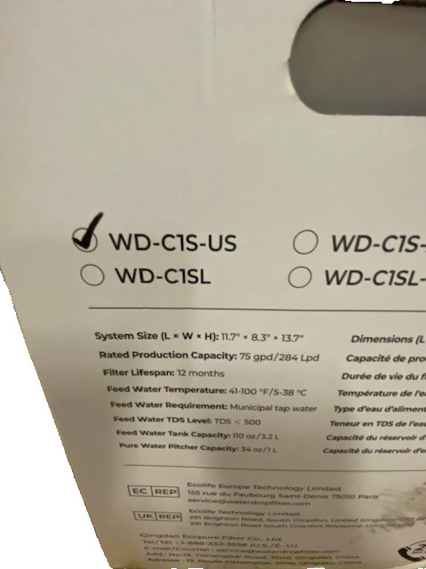 Waterdrop CoreRO Countertop Reverse Osmosis System 6-Stage RO Filtration, WD-C1S