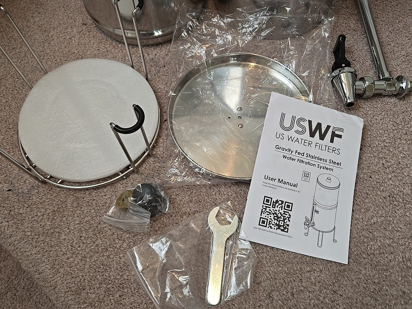 USWF Gravity Fed Water Filtration System 2.25 gal Stainless Steel * NEW OPEN