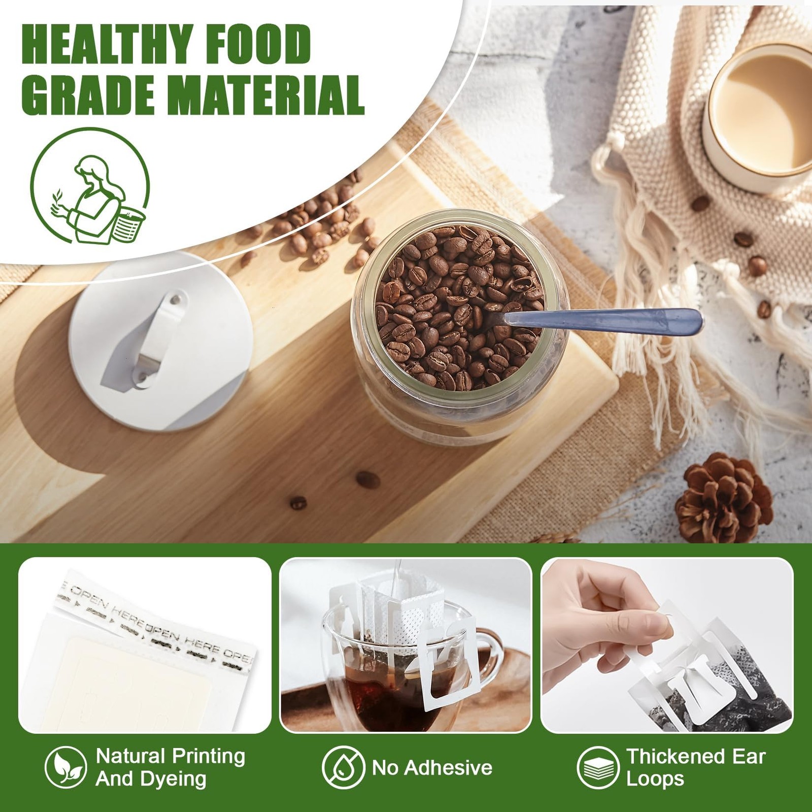 CARGEN 50Pcs Portable Coffee Filter Paper Bag – Hanging Ear Drip 50 PCS