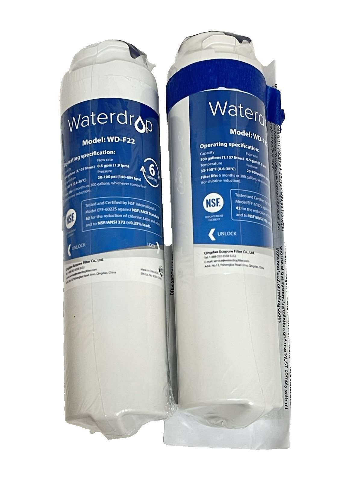 Waterdrop WD-F22 LOT of 2 Replacements For GE MSWF Refrigerator Water Filter
