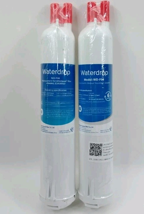 New Waterdrop WD-F08 Refrigerator Water Filter Replacement For Whirlpool 2 pk