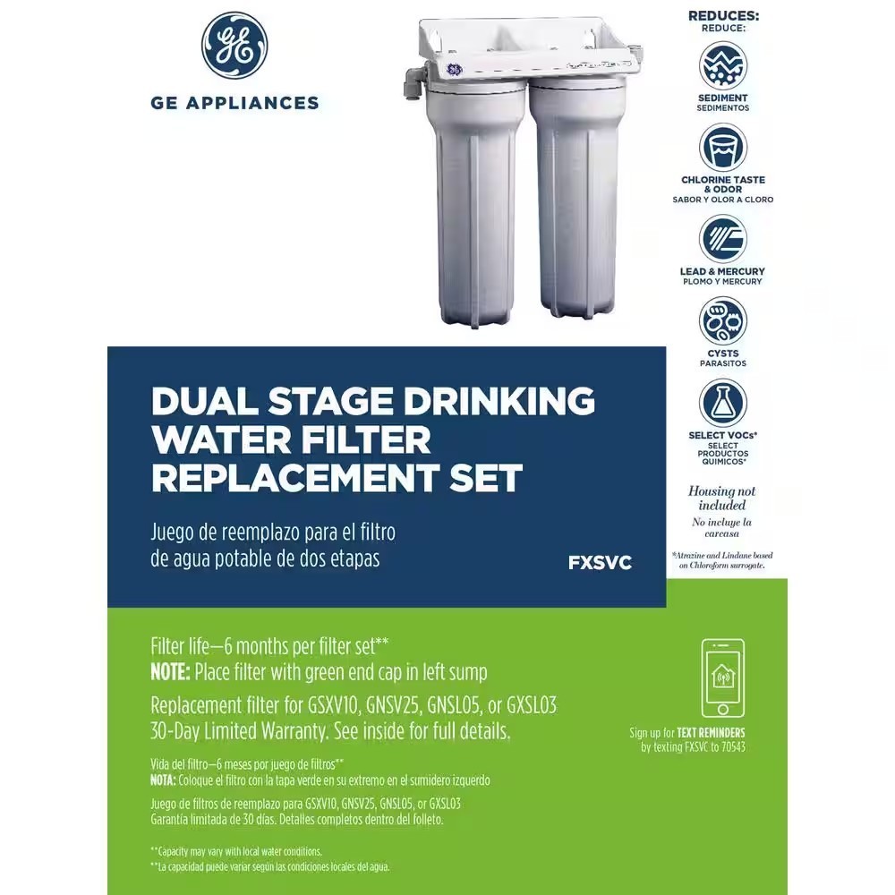GE FXSVC Dual Stage Drinking Water Filter Replacement Set for GNSV25 GSXV10