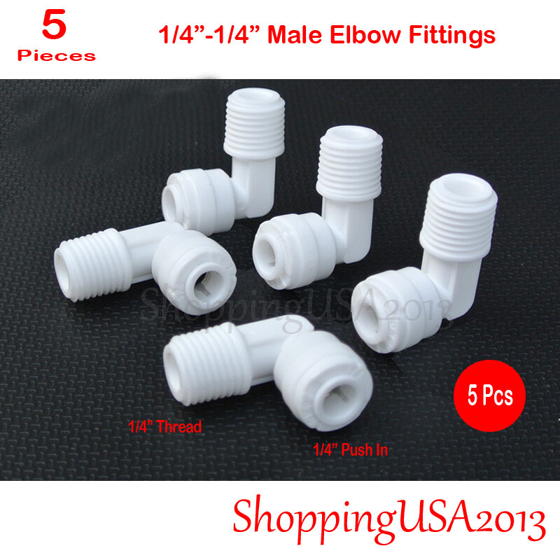 5 Pcs 1/4″-1/4″ Male Elbow Fitting Connector Connection Water Filters/RO system