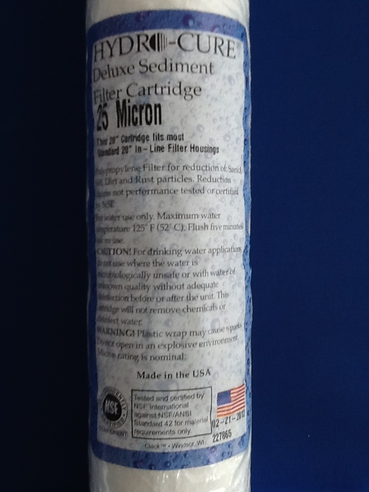 HYDRO CURE DELUXE 25 MICRON 20″x2.5″ SEDIMENT FILTER