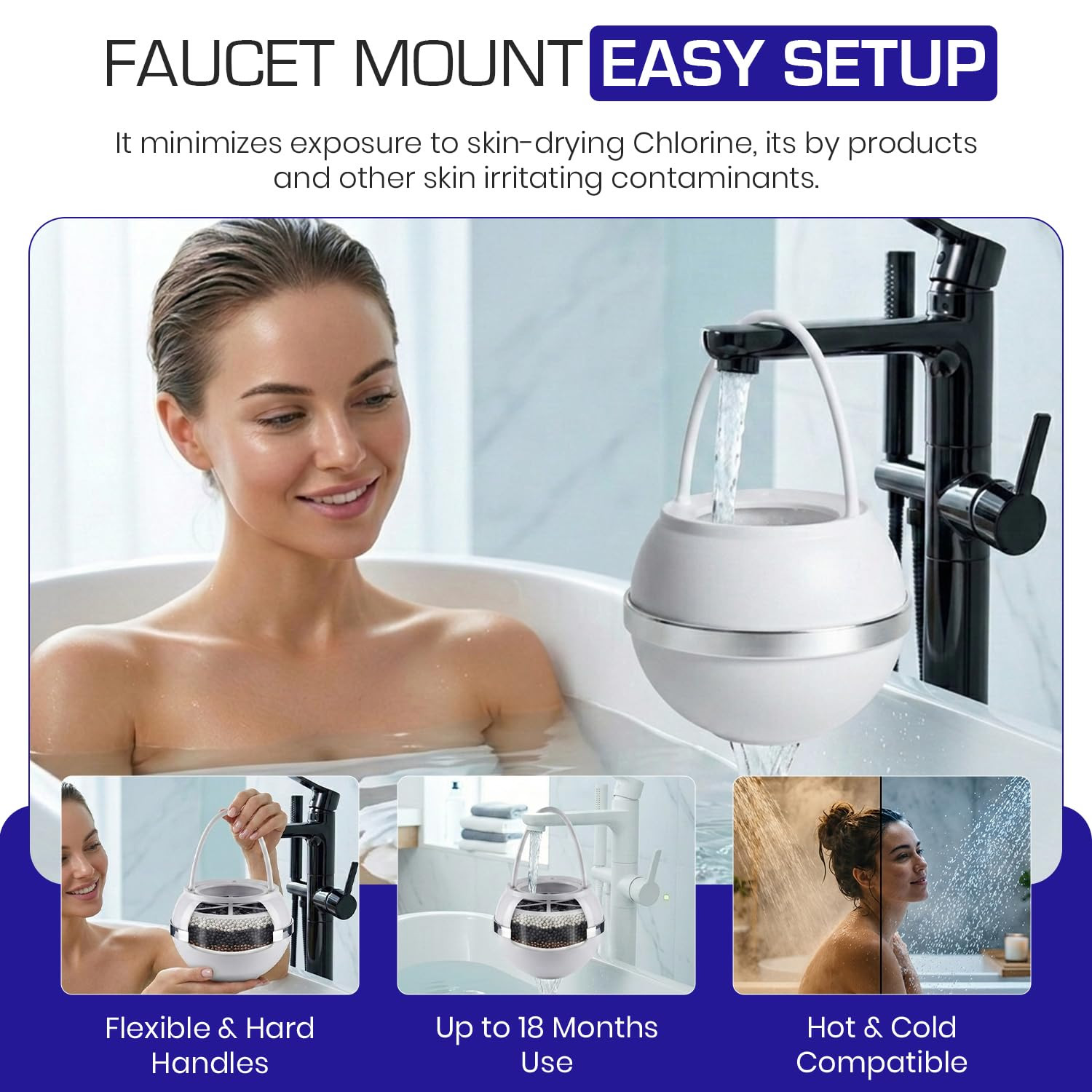 Bath Ball Filter for Tub Faucet, Bathtub Water Filter, Bpa-Free Bathtub Filter,