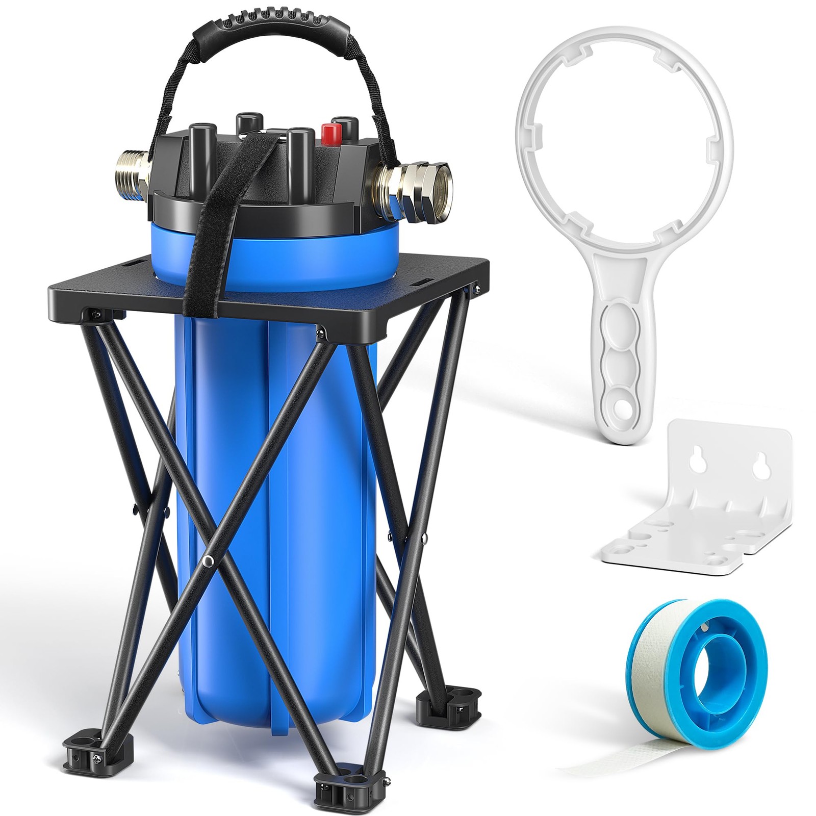 4-Layer RV Water Filter with Stand and 7,000 Gallons Capacity, 3/4″ GHT Metal…