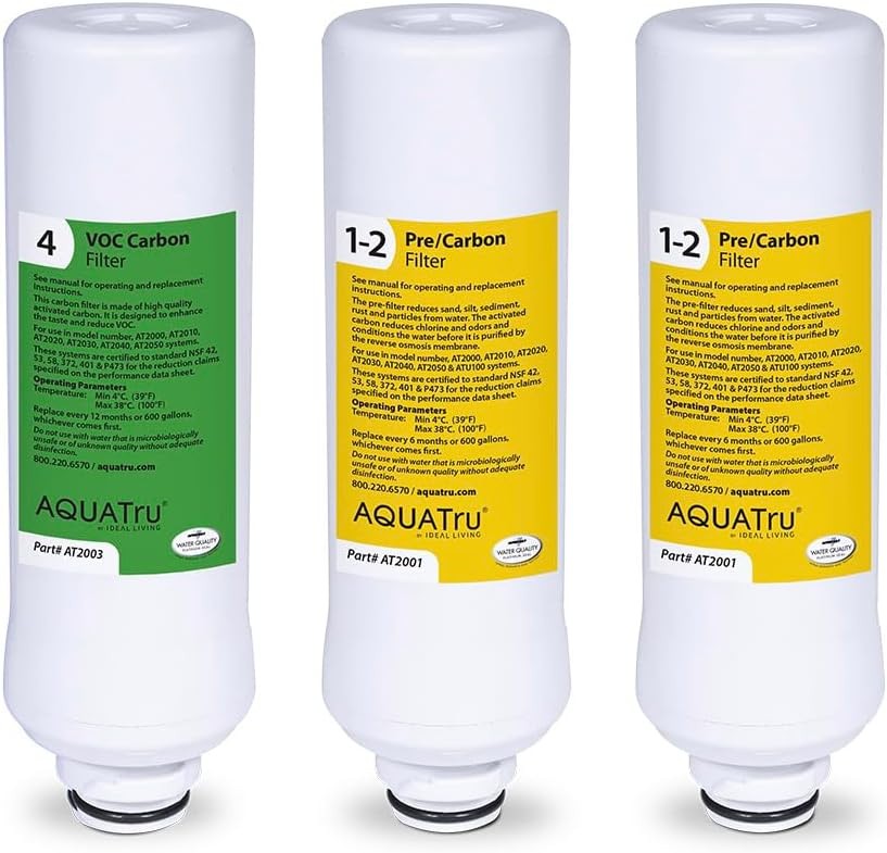 AquaTru One-Year Classic Filter Combo Pack – Includes 1 Pre/Carbon Filter (St…