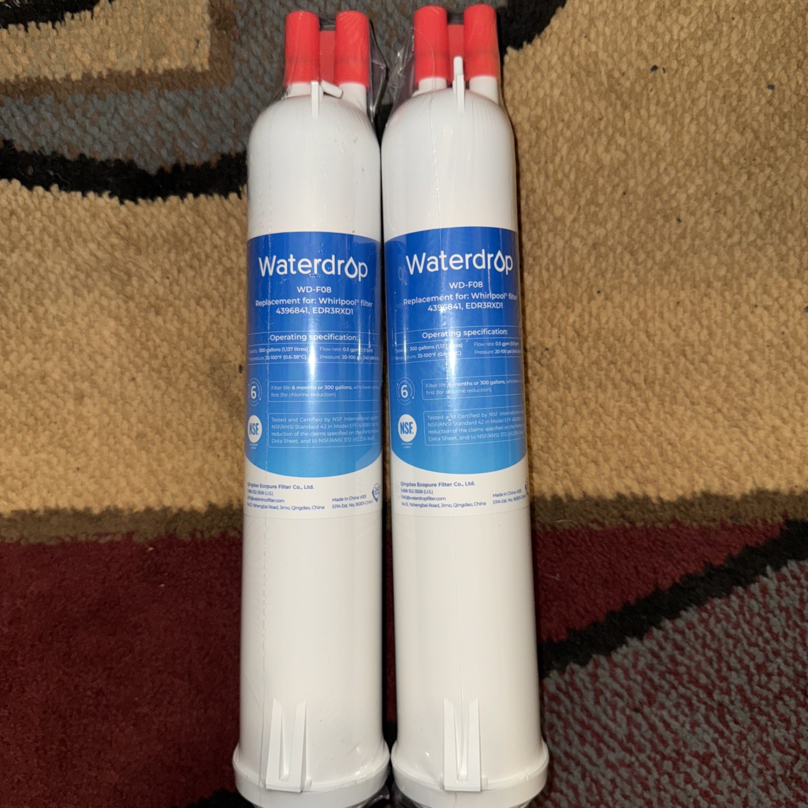 LOT PF 2 Waterdrop Replacement Refrigerator Water Filters WD-F08 New Sealed