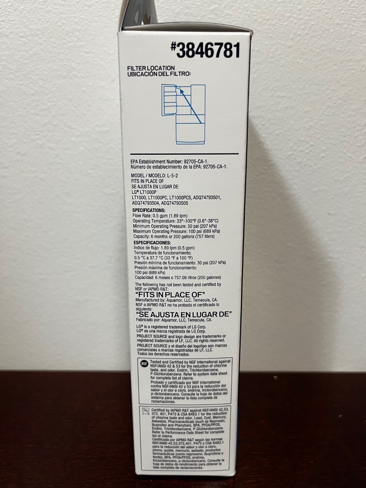 Refrigerator Water Filter Project Source Twist in L-5-2 Fits LG LT1000P 2-Pack