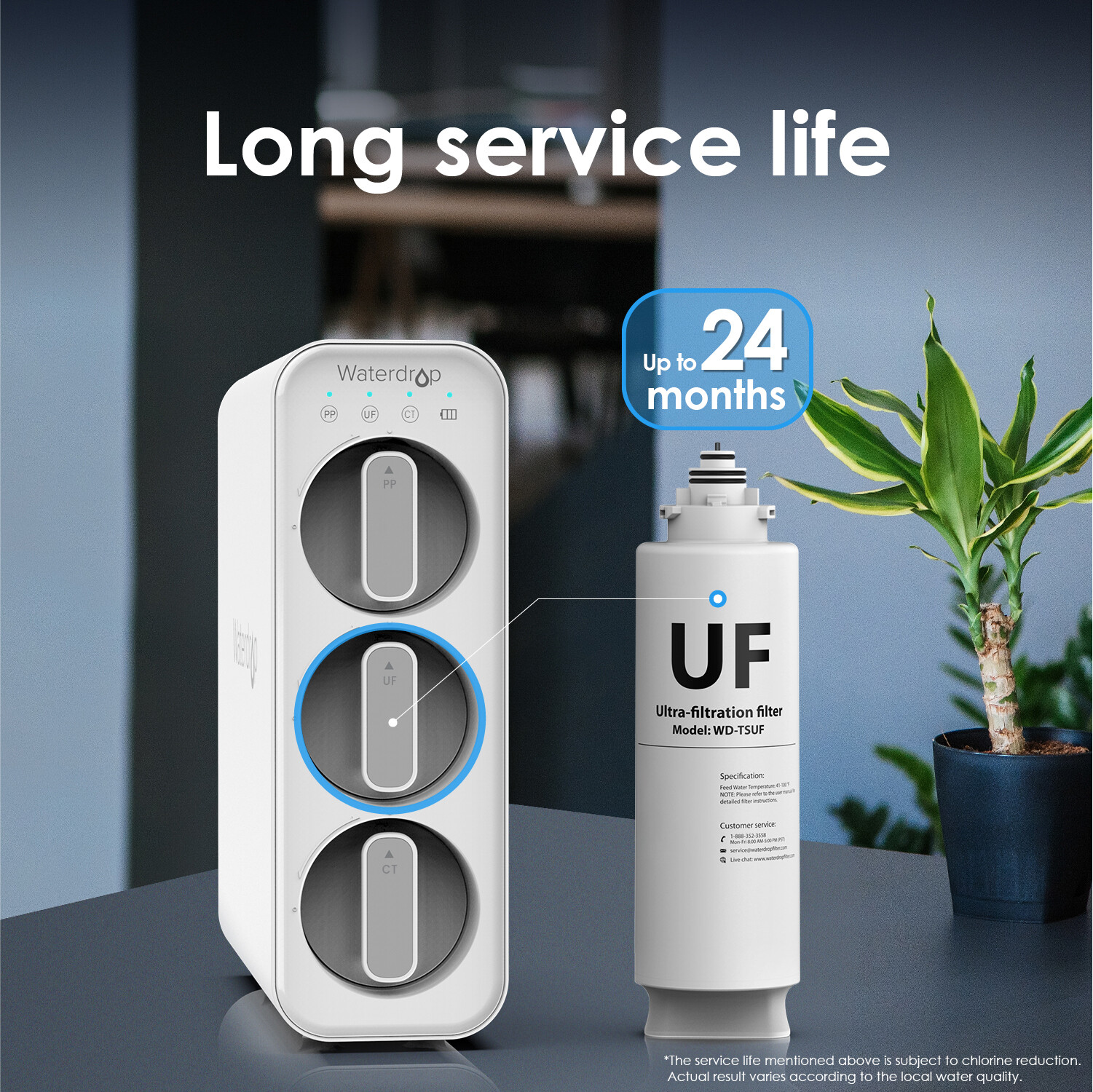 Waterdrop TSUF Ultra-Filtration Under Sink Water Filter,1 Pack