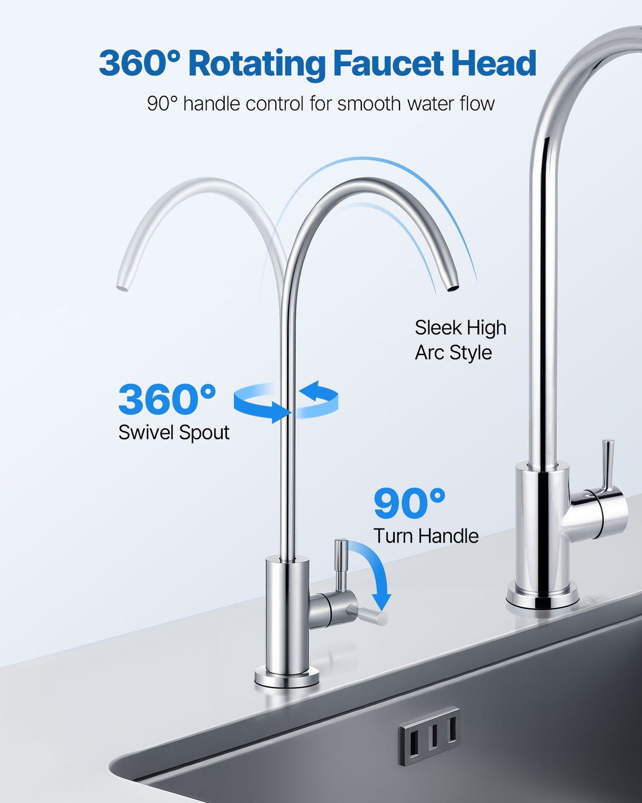 VEVOR Reverse Osmosis Gold/Silver/Black Lead-Free Drinking Water Filter Faucet