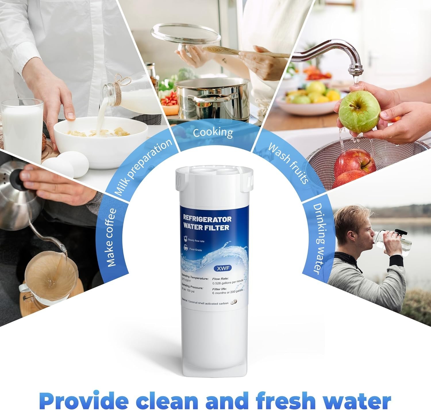 XWF Refrigerator Water Filter Replacement for GE® XWF 2 Pack New Sealed