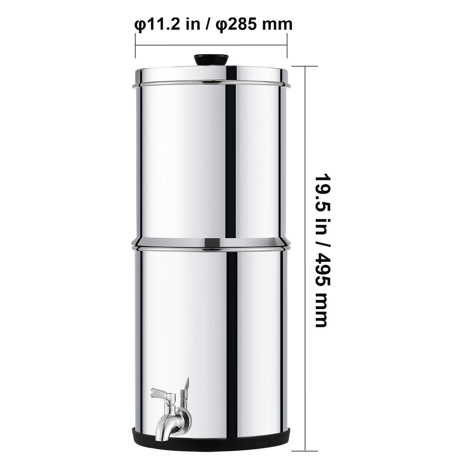 2.25G Gravity-fed Water Filter Countertop System Stainless Steel 2 Filters