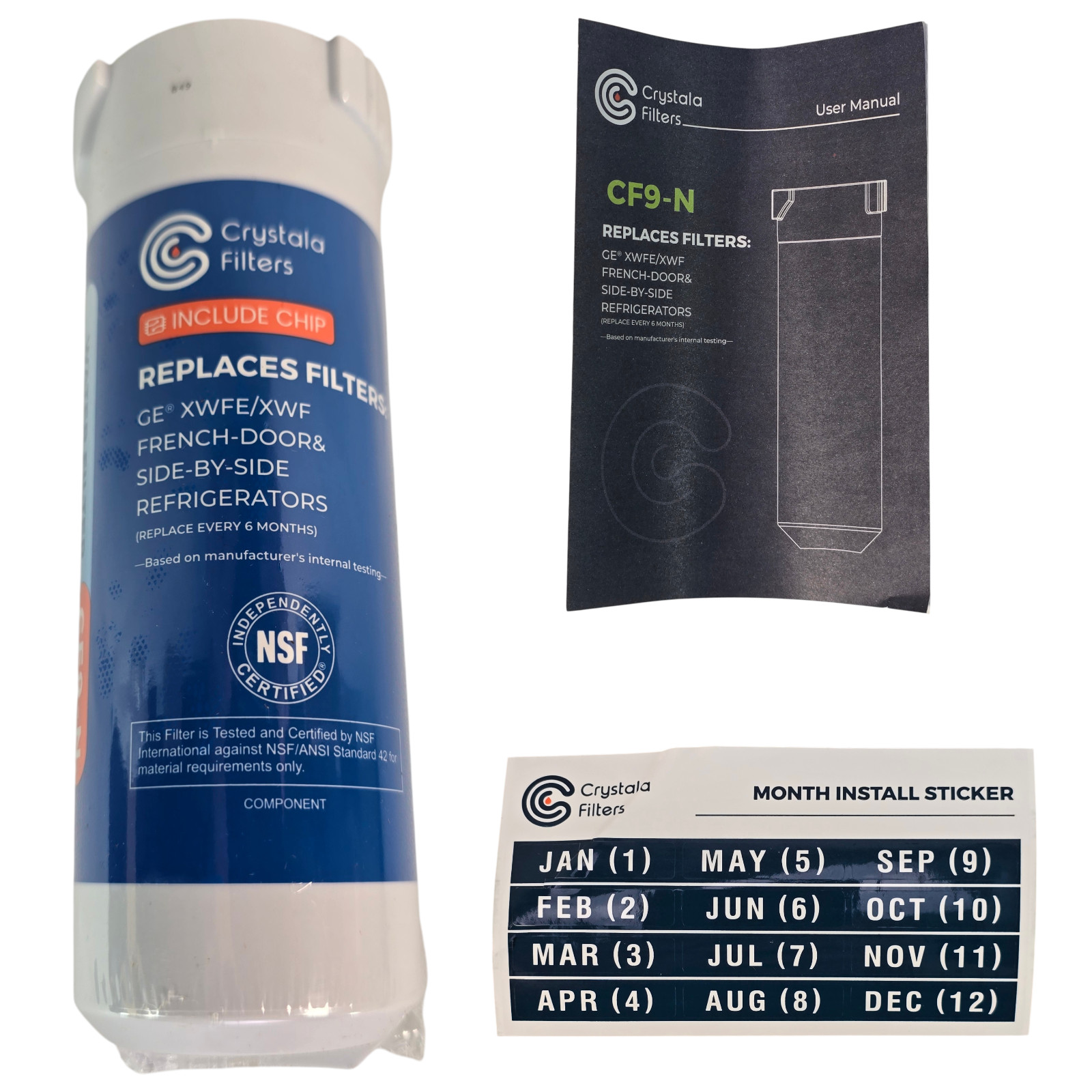 For GE® XWF Replacement Refrigerator Water Filter Cartridge Sealed Crystala CF9